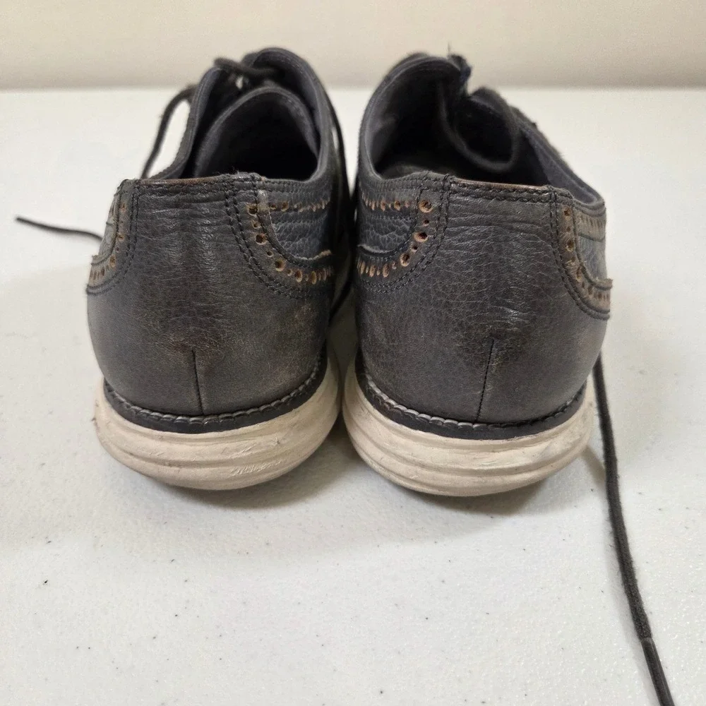 Cole Haan Lunargrand Wingtip Oxford Shoes Mens 10.5 Gray Leather C12599